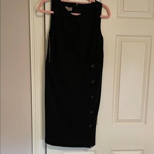Talbots Black Midi Dress with Button Accents
